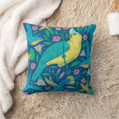 熱帯の花と鳥 クッション (ブランケット)
