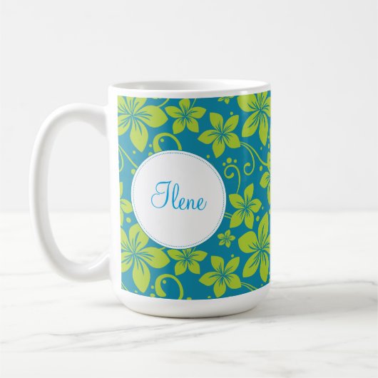 熱帯の花にパーソナライズされたマグカップ コーヒーマグカップ (左)