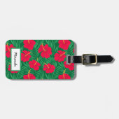 熱帯の花に赤いハイビスカス離れのカスタム花 ラゲッジタグ (正面横)