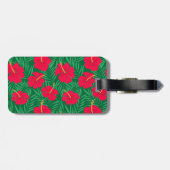 熱帯の花に赤いハイビスカス離れのカスタム花 ラゲッジタグ (裏面横)