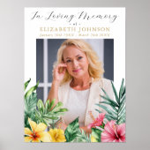 熱帯の花のお祝いの人生の葬儀サイン ポスター (正面)