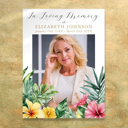 熱帯の花のお祝いの人生の葬儀サイン ポスター