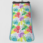 熱帯の花のシームレスなパターン ゴルフヘッドカバー (回転90)