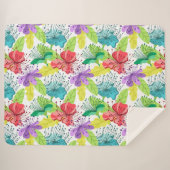 熱帯の花のシームレスなパターン シェルパブランケット (正面(横))