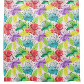 熱帯の花のシームレスなパターン シャワーカーテン (正面)