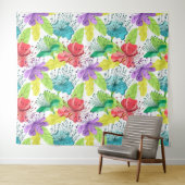 熱帯の花のシームレスなパターン タペストリー (インサイチュ(横))