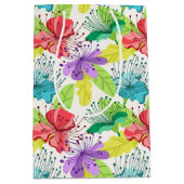 熱帯の花のシームレスなパターン ミディアムペーパーバッグ (正面)