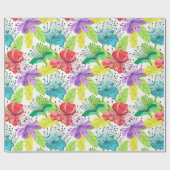 熱帯の花のシームレスなパターン ラッピングペーパー (フラット)
