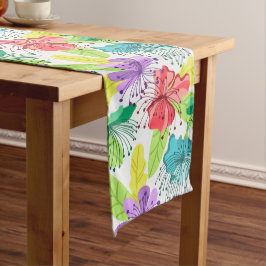 熱帯の花のシームレスなパターン ロングテーブルランナー
