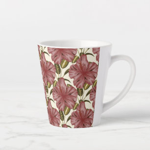 熱帯の花のシームレスなパターン 赤い花 カフェラテマグ