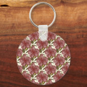 熱帯の花のシームレスなパターン |赤い花 キーホルダー (正面)