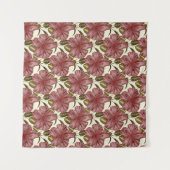 熱帯の花のシームレスなパターン |赤い花 タペストリー (正面(横))