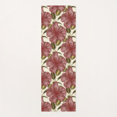 熱帯の花のシームレスなパターン |赤い花 ヨガマット (正面)