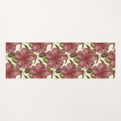 熱帯の花のシームレスなパターン |赤い花 ヨガマット (正面(横))