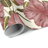 熱帯の花のシームレスなパターン |赤い花 ラッピングペーパー (ロールコーナー)