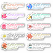 熱帯の花の形をした差出人住所 シール (正面)