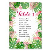 熱帯の花の水の結婚色のテーブルカード テーブルナンバー (正面)
