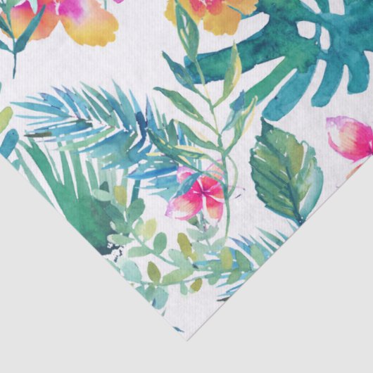 熱帯の花の水彩模様 薄葉紙 (詳細)