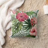 熱帯の花の水色のモダン素晴らしフローラ クッション (ブランケット)