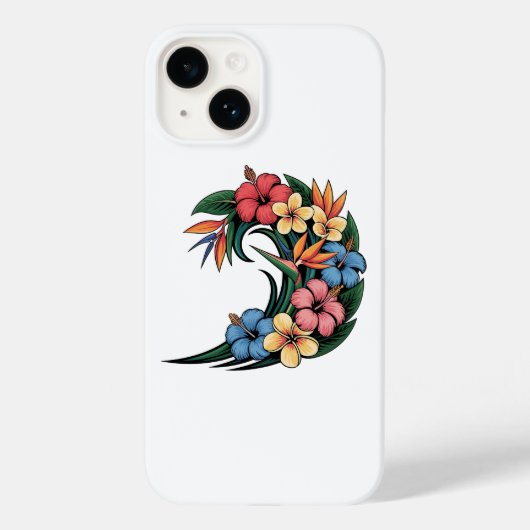 熱帯の花の波イラストレーション Case-Mate iPhoneケース (裏面)