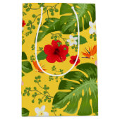 熱帯の花の背景10 ミディアムペーパーバッグ (正面)