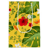 熱帯の花の背景10 ミディアムペーパーバッグ (裏面)