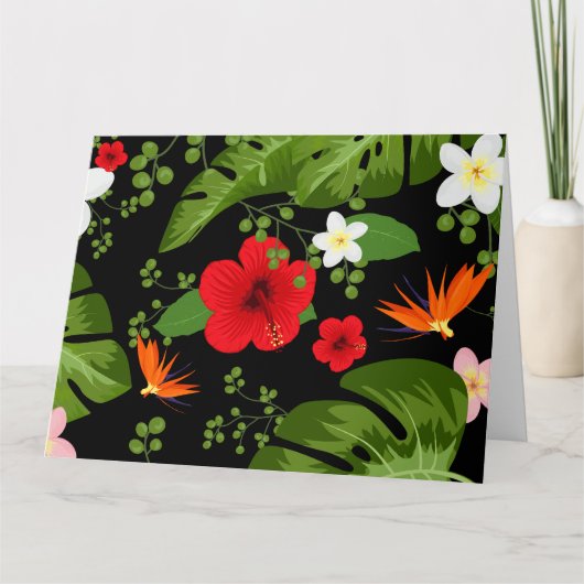 熱帯の花の背景4 サンキューカード (正面)