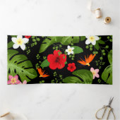 熱帯の花の背景4 三つ折りクリスマスカード (内部)