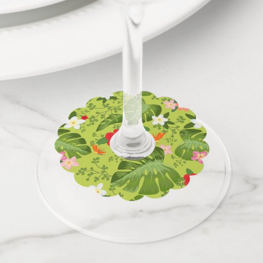 熱帯の花の背景5 ワイングラスタグ (クローズアップ)