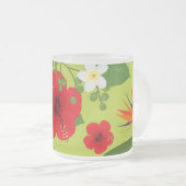 熱帯の花の背景6 フロストグラスマグカップ (正面右)