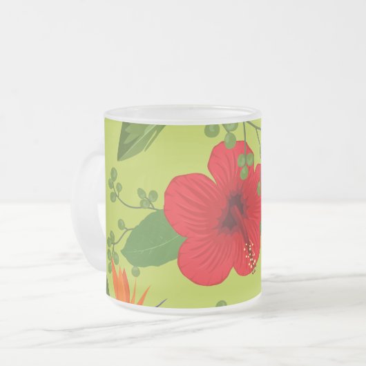 熱帯の花の背景6 フロストグラスマグカップ (正面左)