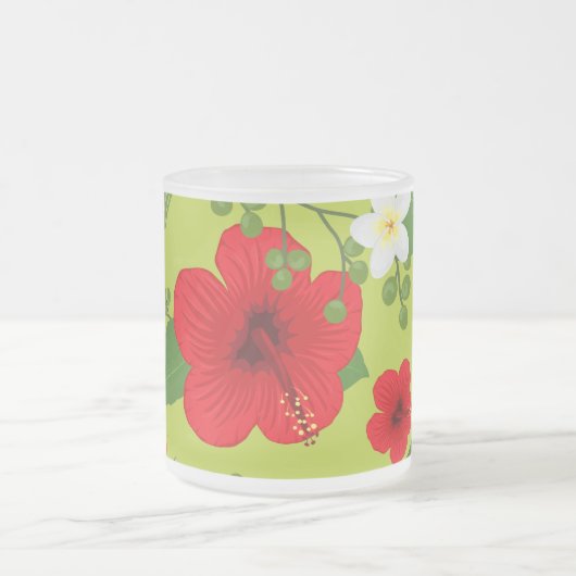 熱帯の花の背景6 フロストグラスマグカップ (中央)