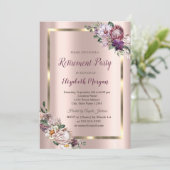 熱帯の花の金ゴールドフレーム、バラ金ゴールド退職 招待状 (スタンド正面)