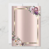 熱帯の花の金ゴールドフレーム、バラ金ゴールド退職 招待状 (裏面)