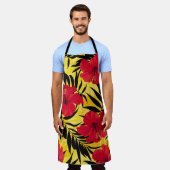 熱帯の花の離れヤシ、ヴィンテージパターン。 エプロン (着用した状態)