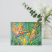 熱帯の花の鳥のパラダイス絵画の ポストカード (スタンド正面)