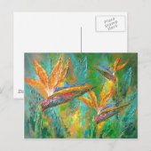 熱帯の花の鳥のパラダイス絵画の ポストカード (正面/裏面)