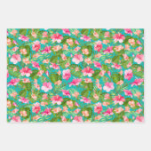 熱帯の花はターコイズ ラッピングペーパーシート (正面)