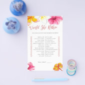 熱帯の花は彼女はむしろブライダルシャワー チラシ (シングル)