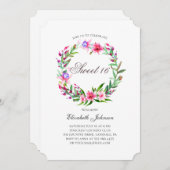 熱帯の花は甘い16.水彩ピンクフローラ 招待状 (正面/裏面)