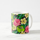 熱帯の花や葉花の模様 コーヒーマグカップ (正面右)