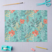 熱帯の花や葉花の模様 薄葉紙 (クラフト)