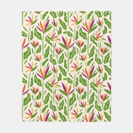 熱帯の花や葉花の花柄 フリースブランケット