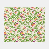 熱帯の花や葉花の花柄 フリースブランケット (正面(横))