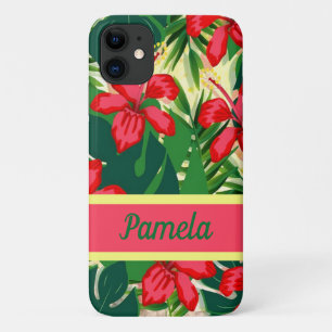 熱帯の花や葉 iPhone 11 ケース