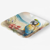 熱帯の花を持つオウム ペーパープレート (傾斜あり)