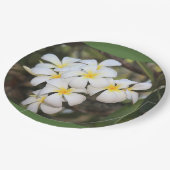 熱帯の花を持つプレート、プルメリア ペーパープレート (アングル)