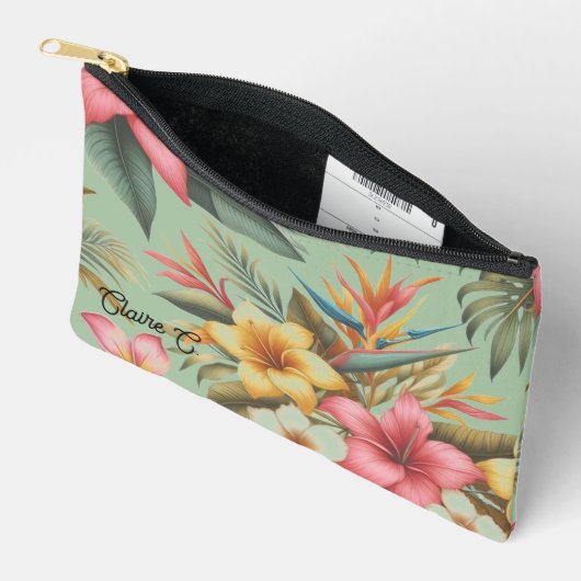 熱帯の花インスパイア自然小包 アクセサリーポーチ (見開き)