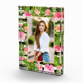 熱帯の花オン白黒ストライプ フォトブロック (右)