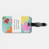 熱帯の花カラフル、花、あなたの名前 ラゲッジタグ (裏面横)